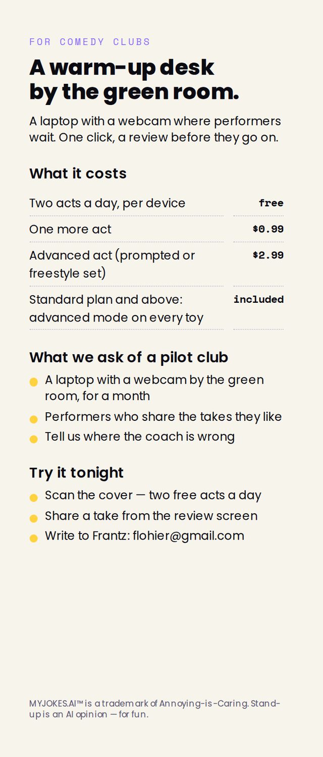 For comedy clubs